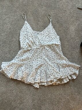 Storia White Star-Print Spaghetti Strap Chemise